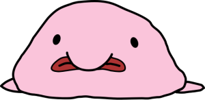 A simple pink blob cartoon with a smiling face, two small black eyes, and a curved mouth, set against a white background—a cheerful symbol promoting youth mental health.