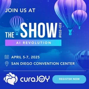 Event poster for "The Show: AI Revolution" at San Diego Convention Center, April 5-7, 2025, featuring hot air balloons and registration info, with a focus on educational support and family wellness.