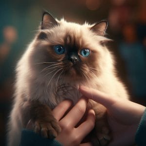 A person is holding a cat, promoting mental health and family wellness.