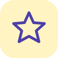 A simple purple star outline centered on a light yellow rounded square background.