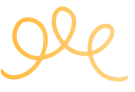 A single thick yellow line forms a loose, looping, and curly pattern on a white background.