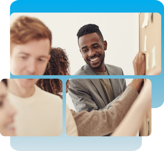 person smiling at another person